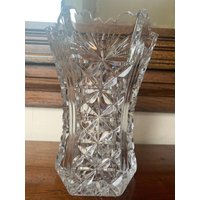 Vintage Schwere Tief Geschnittene Kristall Vase, Blumenhalter von MarangeVintage