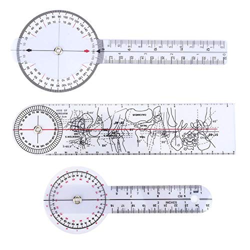 Goniometer, 3 Stück 6/8/10 Zoll Medical Goniometer Lineal 360-Grad-Winkelmesser Winkel Medical Lineal Spinal Goniometer von Maranon