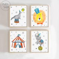 4Er Set Zirkusblätter - Zirkusdekoration Löwe, Zirkusladen, Zirkustiere. Aquarelle Kinderzimmer Rutschen, Zirkusthema, Kinder 4Er Set Zirkusblätter - Zirkusdekoration Löwe, Zirkusladen, Zirkustiere. Aquarelle Kinderzimmer Rutschen, Zirkusthema, Kinder von Maraquela