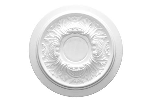 MARBET DESIGN Stuckrosette R-14, Ø 34cm - Deckenrosette weiß, aus EPS Styropor, Zierelement, Stuck, Wanddeko Wohnzimmer Lampe Polystyrol rund von Marbet Design
