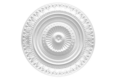 MARBET DESIGN Stuckrosette R-09, Ø 64cm - Deckenrosette weiß, aus EPS Styropor, Zierelement, Stuck, Wanddeko Wohnzimmer Lampe Polystyrol rund von Marbet Design