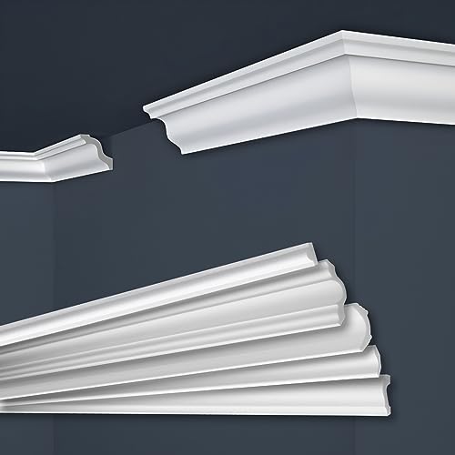 MARBET DESIGN Stuckleisten XPS Styropor weiß - Deckenleisten Stuck Decken Styroporleisten E-Leisten - (20 Meter / 10 Leisten E-5) von Marbet Design