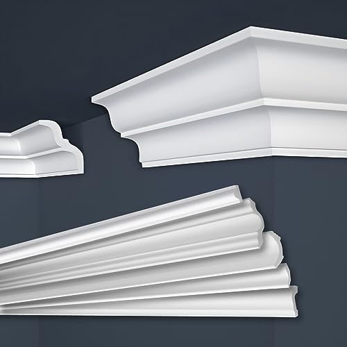 MARBET DESIGN Stuckleisten XPS Styropor weiß - Deckenleisten Stuck Decken Styroporleisten E-Leisten - (20 Meter / 10 Leisten E-10) von Marbet Design