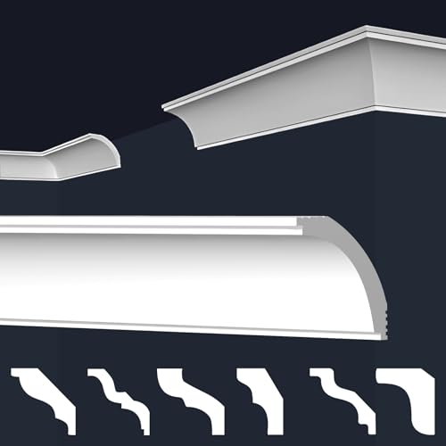 MARBET DESIGN Stuckleisten XPS Styropor weiß - Deckenleisten Deckenstuck Leisten E-Leisten - (20 Meter / 10 Leisten E-43) von Marbet Design