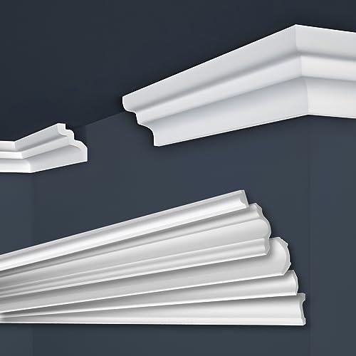 MARBET DESIGN Stuckleisten XPS Styropor weiß - Deckenleisten Deckenabschlussleisten E-Leisten - (40 Meter / 20 Leisten E-7) von Marbet Design