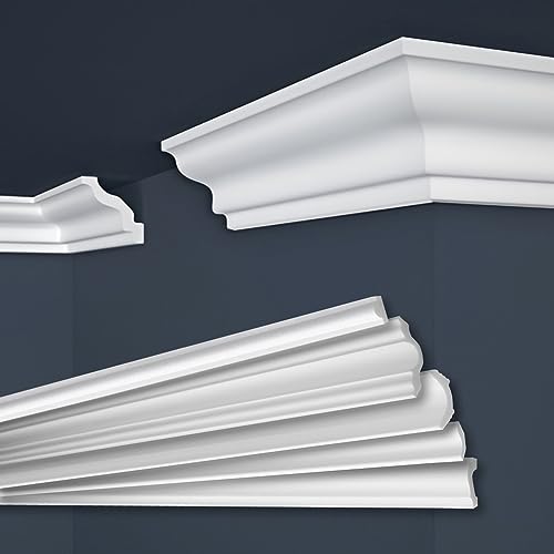 MARBET DESIGN Stuckleisten XPS Styropor weiß - Deckenleisten Deckenabschlussleisten E-Leisten - (40 Meter / 20 Leisten E-8) von Marbet Design
