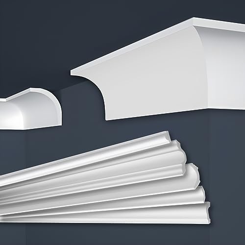 MARBET DESIGN Stuckleisten XPS Styropor weiß - Deckenleisten Deckenstuck Leisten E-Leisten - (50 Meter / 25 Leisten E-13) von Marbet Design