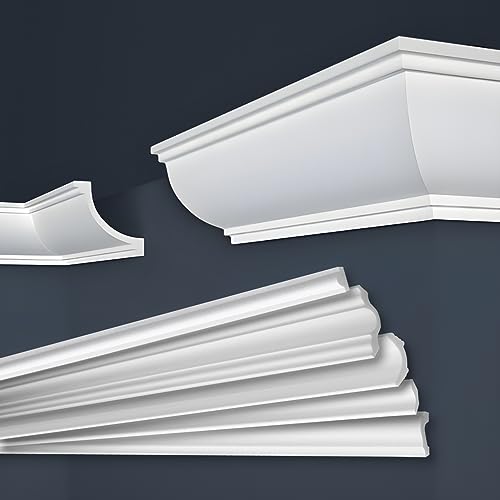 MARBET DESIGN Stuckleisten XPS Styropor weiß - Deckenleisten Stuck Decken Styroporleisten E-Leisten - (60 Meter / 1 Packung E-26) von Marbet Design