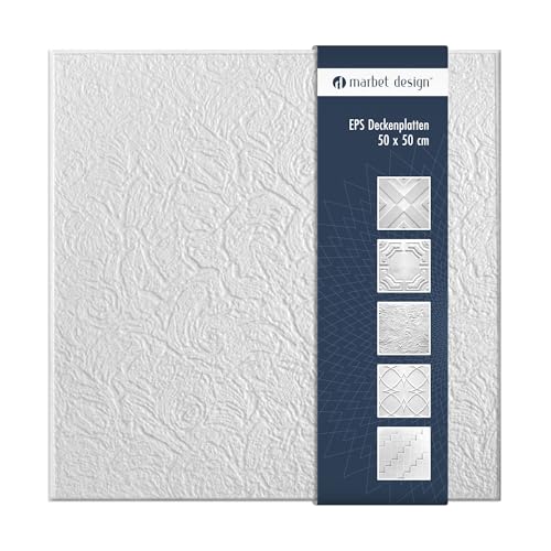 Deckenplatten aus Styropor EPS - Deckenpaneele leicht & robust im modernen Design - (10 Sparpaket TISZA 50x50cm) Deckenplatten Feuchtraum Decke Dekor von Marbet Design