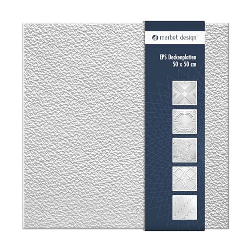 Deckenplatten aus Styropor EPS - Deckenpaneele leicht & robust im modernen Design - (10QM Sparpaket KRISTALL 50x50cm) Deckenplatten Feuchtraum Decke von Marbet Design