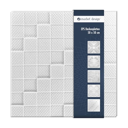 Deckenplatten aus Styropor EPS - Deckenpaneele leicht & robust im modernen Design - (10QM Sparpaket MANHATTAN 50x50cm) Deckenplatten Feuchtraum Decke von Marbet Design