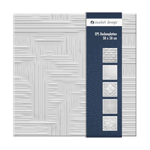 Deckenplatten aus Styropor EPS - Deckenpaneele leicht & robust im modernen Design - (2QM Sparpaket NORMA2 WEISS 50x50cm) Deckenplatte Decke Paneele von Marbet Design