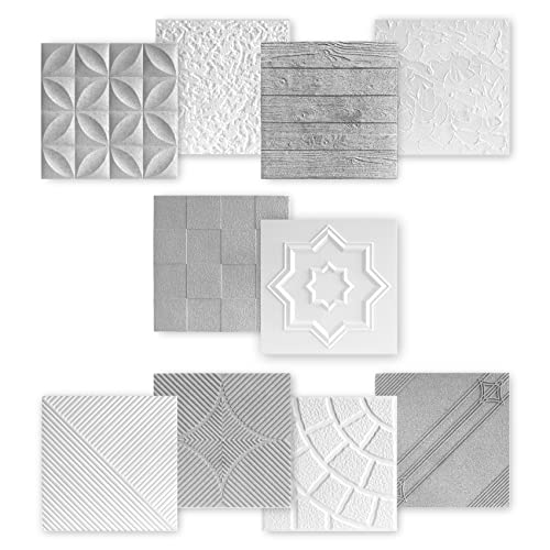 MARBET DESIGN 3D Wandpaneele Styropor Paneele weiß 50x50cm Wandverkleidung Wärmedämmung (1m² ED-6) Akustik Wandpaneel Wandplatte Wand Deko von Marbet Design
