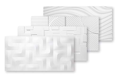 MARBET DESIGN 3D Wandpaneele Styropor Paneele weiß 96x48x3cm Wandverkleidung Wärmedämmung (5,53m², PD-3) wall panels Schaumstoffplatte Gaming Wanddeko von Marbet Design