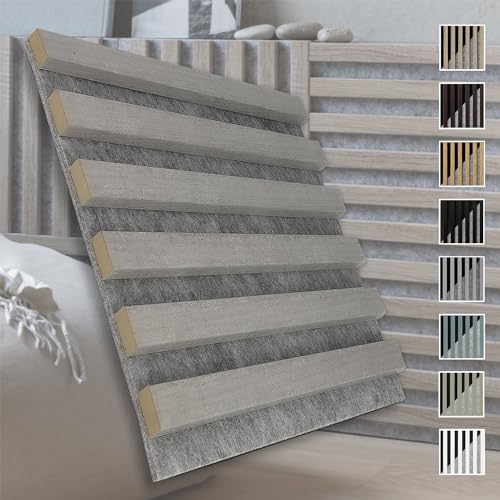 MARBET DESIGN Akustikpaneele Akustikquadrate 30x30cm Wandverkleidung Holz - (1 Paneel, grau - Beton) vertikal Akustikfilz Lamellenwand Platten von Marbet Design