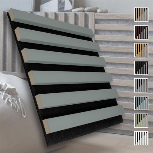 MARBET DESIGN Akustikpaneele Akustikquadrate 30x30cm Wandverkleidung Holz - (1 Paneel, schwarz - hellblau) vertikal Akustikfilz Lamellenwand Platten von Marbet Design