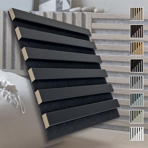 MARBET DESIGN Akustikpaneele Akustikquadrate 30x30cm Wandverkleidung Holz - (1 Paneel, schwarz - schwarz matt) Lamellenverkleidung Holzwand natur von Marbet Design