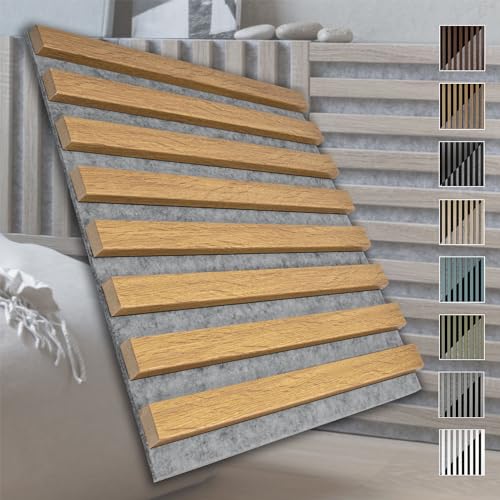 MARBET DESIGN Akustikpaneele Akustikquadrate 40x40cm Wandverkleidung Holz - (1 Paneel, grau - Eiche hell) horizontal aus MDF Deckenverkleidung von Marbet Design