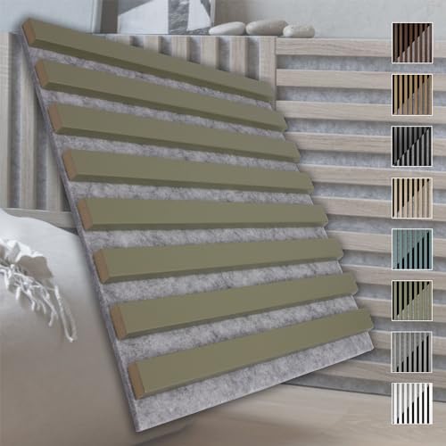 MARBET DESIGN Akustikpaneele Akustikquadrate 40x40cm Wandverkleidung Holz - (1 Paneel, grau - Olive) Lamellenverkleidung Holzwand natur von Marbet Design