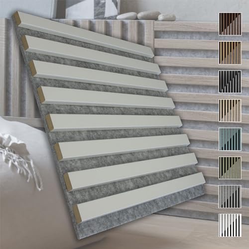 MARBET DESIGN Akustikpaneele Akustikquadrate 40x40cm Wandverkleidung Holz - (1 Paneel, grau - weiß) horizontal aus MDF Deckenverkleidung von Marbet Design