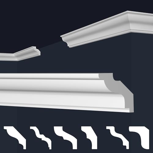 MARBET DESIGN Stuckleisten XPS Styropor weiß - Deckenleisten Deckenstuck Leisten E-Leisten - (2 Meter / 1 Leiste E-22) von Marbet Design