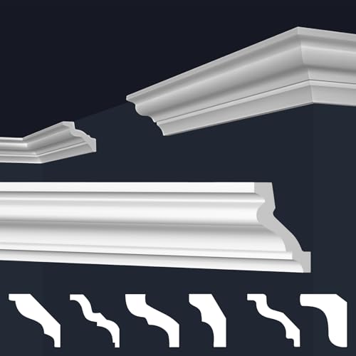 MARBET DESIGN Stuckleisten XPS Styropor weiß - Deckenleisten Deckenstuck Leisten E-Leisten - (2 Meter / 1 Leiste E-31) von Marbet Design