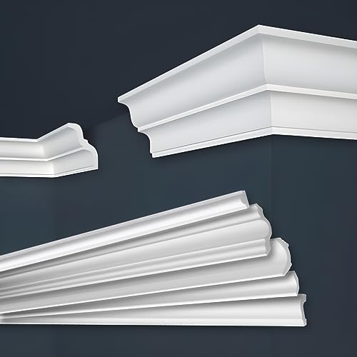 MARBET DESIGN Stuckleisten XPS Styropor weiß - Deckenleisten Deckenstuck Leisten E-Leisten - (30 Meter / 15 Leisten E-20) von Marbet Design