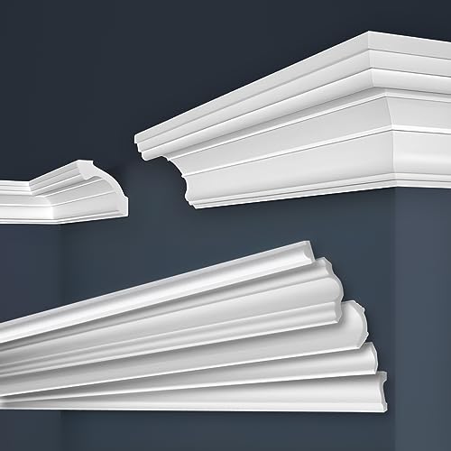 MARBET DESIGN Stuckleisten XPS Styropor weiß - Deckenleisten Deckenstuck Leisten E-Leisten - (40 Meter / 20 Leisten E-38) von Marbet Design