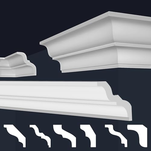 MARBET DESIGN Stuckleisten XPS Styropor weiß - Deckenleisten Deckenstuck Leisten E-Leisten - (50 Meter / 25 Leisten E-10) von Marbet Design