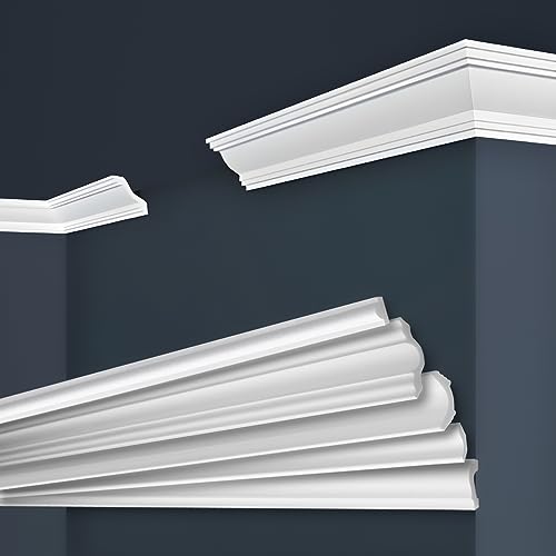 MARBET DESIGN Stuckleisten XPS Styropor weiß - Deckenleisten Zierleisten Eckleisten Dekorbau E-Leisten - (40 Meter / 20 Leisten E-40) von Marbet Design