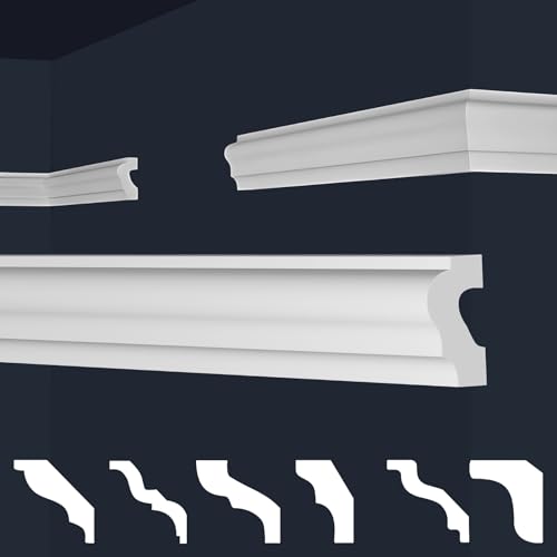 MARBET DESIGN Stuckleisten XPS Styropor weiß - Wandleisten Flachprofil Zierleisten E-Leisten - (180 Meter / 1 Packung E-19) von Marbet Design