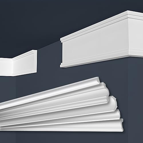 MARBET DESIGN Stuckleisten XPS Styropor weiß - Wandleisten Wandvertäfelung Flachleisten E-Leisten - (50 Meter / 25 Leisten E-29) von Marbet Design