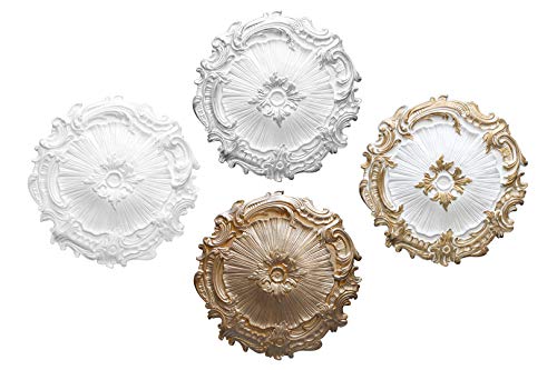 MARBET DESIGN Stuckrosette R-07 Ø 40cm EPS Styropor - Deckenrosette, Zierelement, Stuck (silber) Wandekoration Schlafzimmer Lampe Rosette rund von Marbet Design
