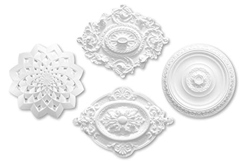 MARBET DESIGN Stuckrosette aus EPS Styropor - Deckenrosette weiß, Zierelement, Stuck (R-10, 515x420mm) Wanddekoration Schlafzimmer Lampe Rosette Oval von Marbet Design