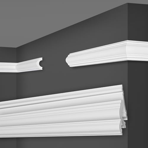 MARBET DESIGN Wandleisten weiß HDPS Kunststoff - 2 Meter Zierleisten Wandvertäfelung Flachprofil Zierprofil Spiegel Bilder Wand Rahmen (HW-2 40x20 mm, 10 Meter / 5 Leisten) von Marbet Design