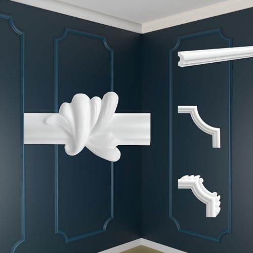 MARBET DESIGN Wandvertäfelung Styropor weiß - Segmentierte Wanddekoration EPS Stuck Dekor Kunststoff - Zierleiste Wandvertäfelung Flachleiste Wandprofile Wanddeko (LE-19-01 160x85 mm, 4 Stück) von Marbet Design