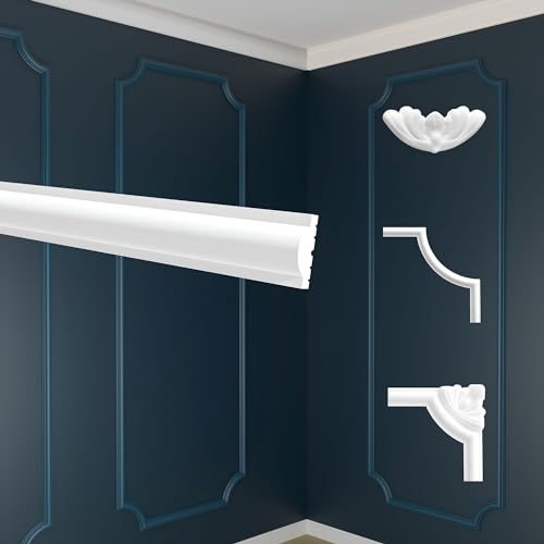 MARBET DESIGN Wandvertäfelung Styropor weiß - Segmentierte Wanddekoration XPS Stuck Dekor Kunststoff - Wandkassetten Flachprofile Segmente Wandprofil Raumdesign Ideen (E-27 23x11 mm, 2 Meter) von Marbet Design