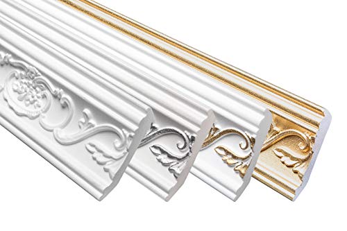 Marbet Deckenleiste B-26 weiß aus Styropor EPS - Stuckleisten gemustert, im traditionellen Design - (50 Meter Sparpaket) Stuck Styroporprofile Zierleisten von Marbet Design