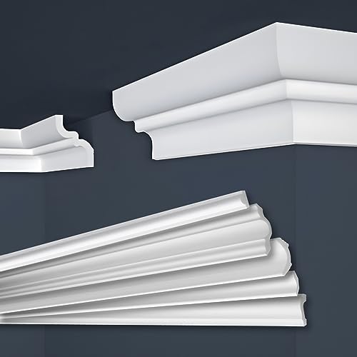 MARBET DESIGN Stuckleisten XPS Styropor weiß - Deckenleisten Stuck Decken Styroporleisten E-Leisten - (20 Meter / 10 Leisten E-9) von Marbet Design