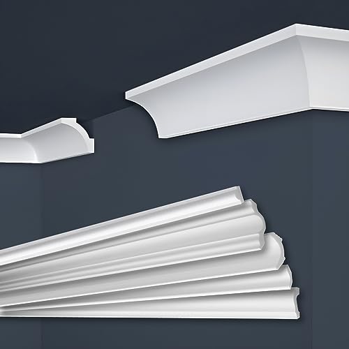 MARBET DESIGN Stuckleisten XPS Styropor weiß - Deckenleisten Zierleisten Eckleisten Dekorbau E-Leisten - (30 Meter / 15 Leisten E-12) von Marbet Design