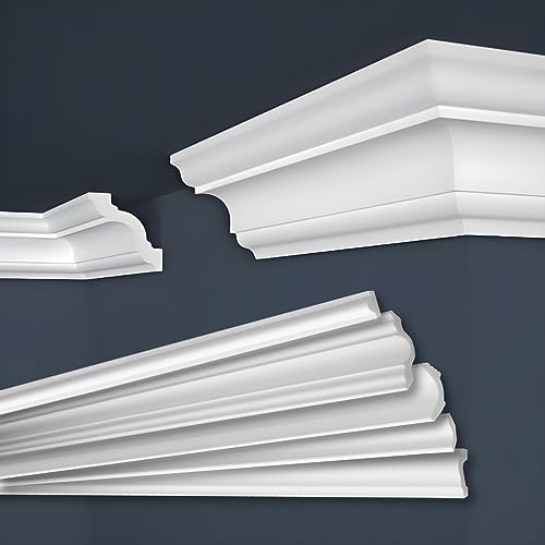 MARBET DESIGN Stuckleisten XPS Styropor weiß - Deckenleisten Zierleisten Eckleisten Dekorbau E-Leisten - (30 Meter / 15 Leisten E-15) von Marbet Design