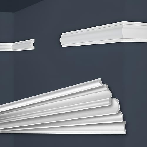 MARBET DESIGN Stuckleisten XPS Styropor weiß - Wandleisten Flachprofil Zierleisten E-Leisten - (30 Meter / 15 Leisten E-18) von Marbet Design