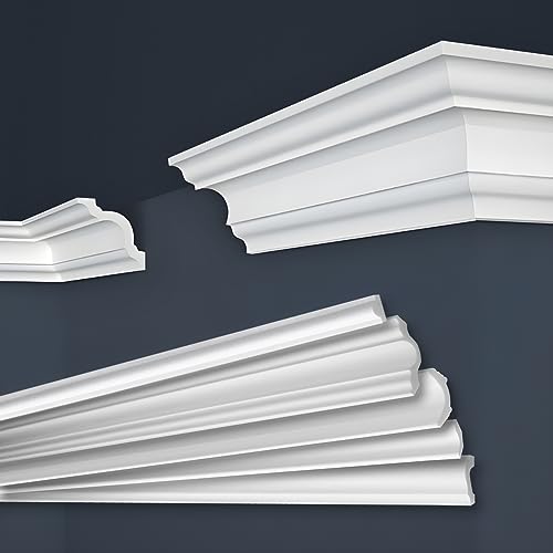 MARBET DESIGN Stuckleisten XPS Styropor weiß - Deckenleisten Zierleisten Eckleisten Dekorbau E-Leisten - (30 Meter / 15 Leisten E-25) von Marbet Design