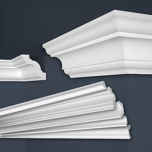 MARBET DESIGN Stuckleisten XPS Styropor weiß - Deckenleisten Deckenabschlussleisten E-Leisten - (40 Meter / 20 Leisten E-16) von Marbet Design
