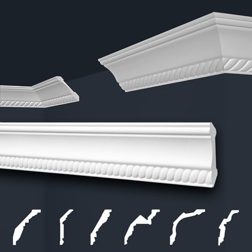 Marbet Deckenleisten weiß Sparpaket aus Styropor EPS - Stuckleisten gemustert, im traditionellen Design - (112 Meter B-07) Styroporleisten Zierprofile Stuck von Marbet Design