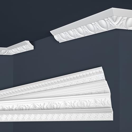 Marbet Deckenleisten weiß Sparpaket aus Styropor EPS - Stuckleisten gemustert, im traditionellen Design - (20 Meter B-02) Styroporprofil Winkelprofil Wandprofil von Marbet Design