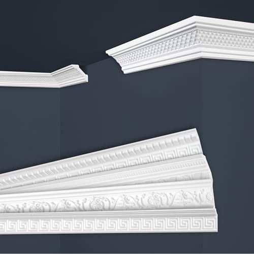 Marbet Deckenleisten weiß Sparpaket aus Styropor EPS - Stuckleisten gemustert, im traditionellen Design - (20 Meter B-03) Stuck Eckleiste Winkelleiste Wand von Marbet Design