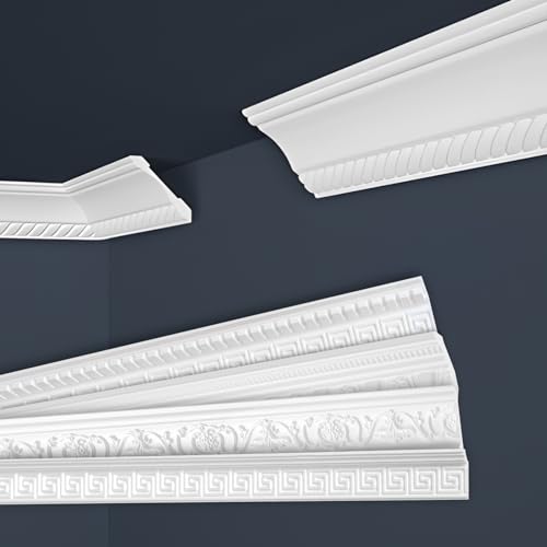 Marbet Deckenleisten weiß Sparpaket aus Styropor EPS - Stuckleisten gemustert, im traditionellen Design - (20 Meter B-07) Stuckprofil Zierprofil Eckprofil von Marbet Design