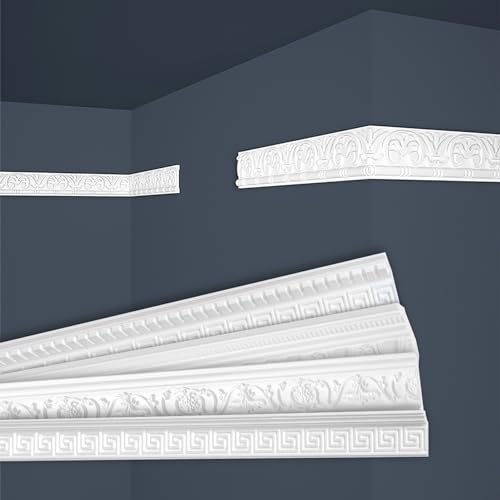 Marbet Deckenleisten weiß Sparpaket aus Styropor EPS - Stuckleisten gemustert, im traditionellen Design - (20 Meter B-10) Styroporleisten Zierprofile Stuck von Marbet Design