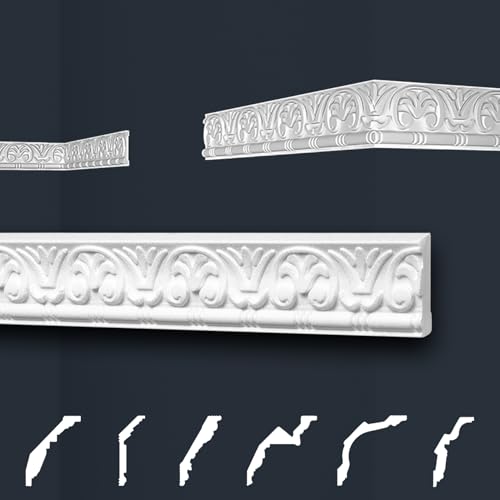 Marbet Deckenleisten weiß Sparpaket aus Styropor EPS - Stuckleisten gemustert, im traditionellen Design - (20 Meter B-10) Styroporleisten Zierprofile Stuck von Marbet Design